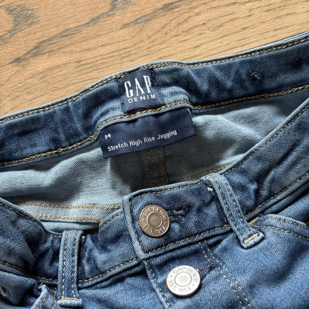 GAP Kids Stretch High Rise Jegging Blue Denim Button Fly Size 14